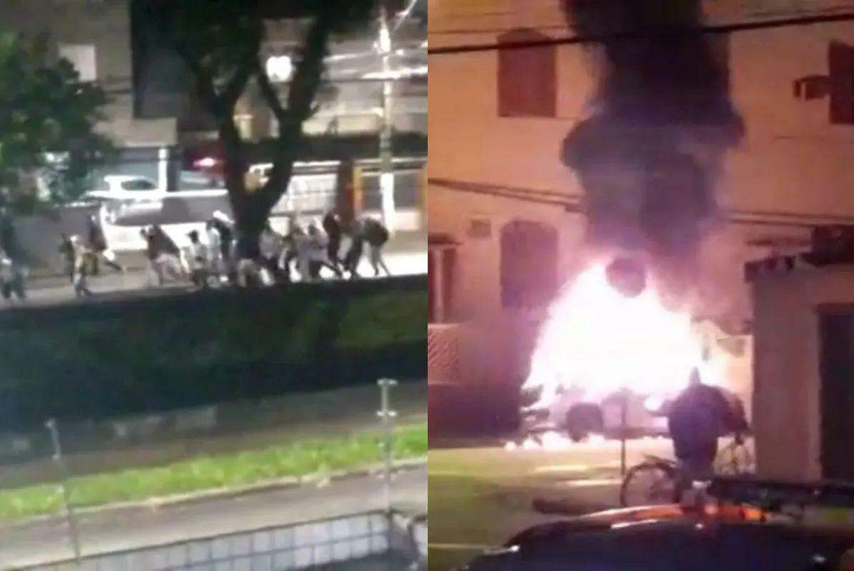 As pessoas precisaram ser dispersadas com uso de balas de borracha pela PM