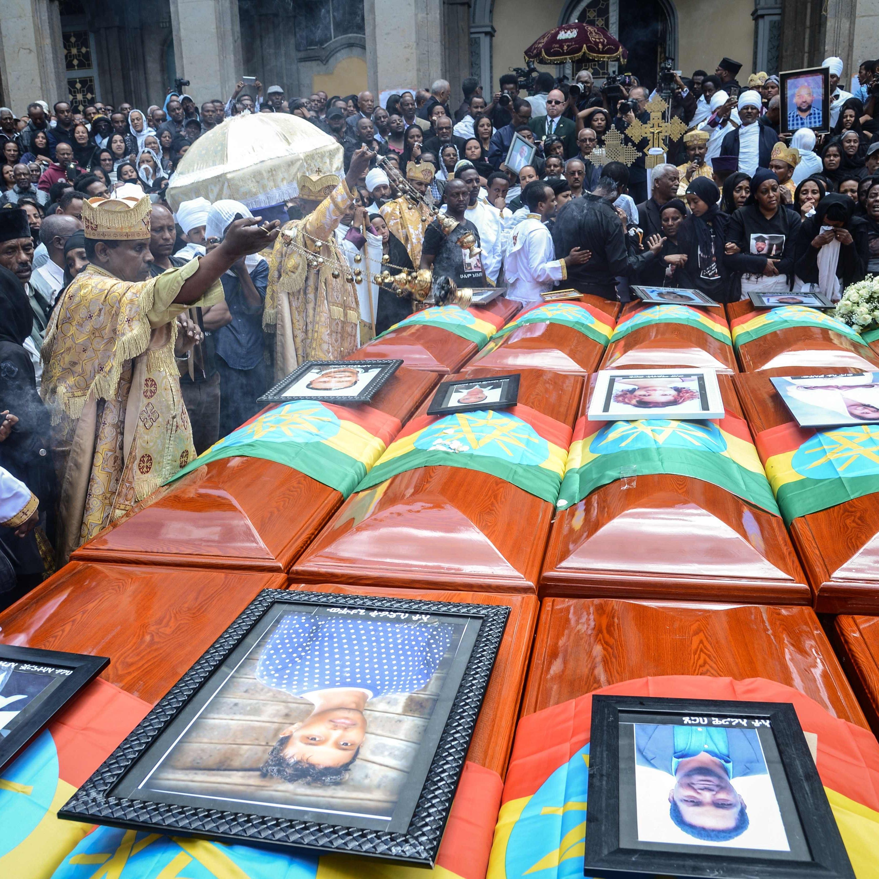 Vítimas etíopes foram veladas na Catedral da Santíssima Trindade, na capital do país, Adis Abeba