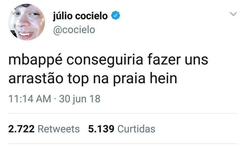 Comentário de Júlio Cocielo nas redes sociais