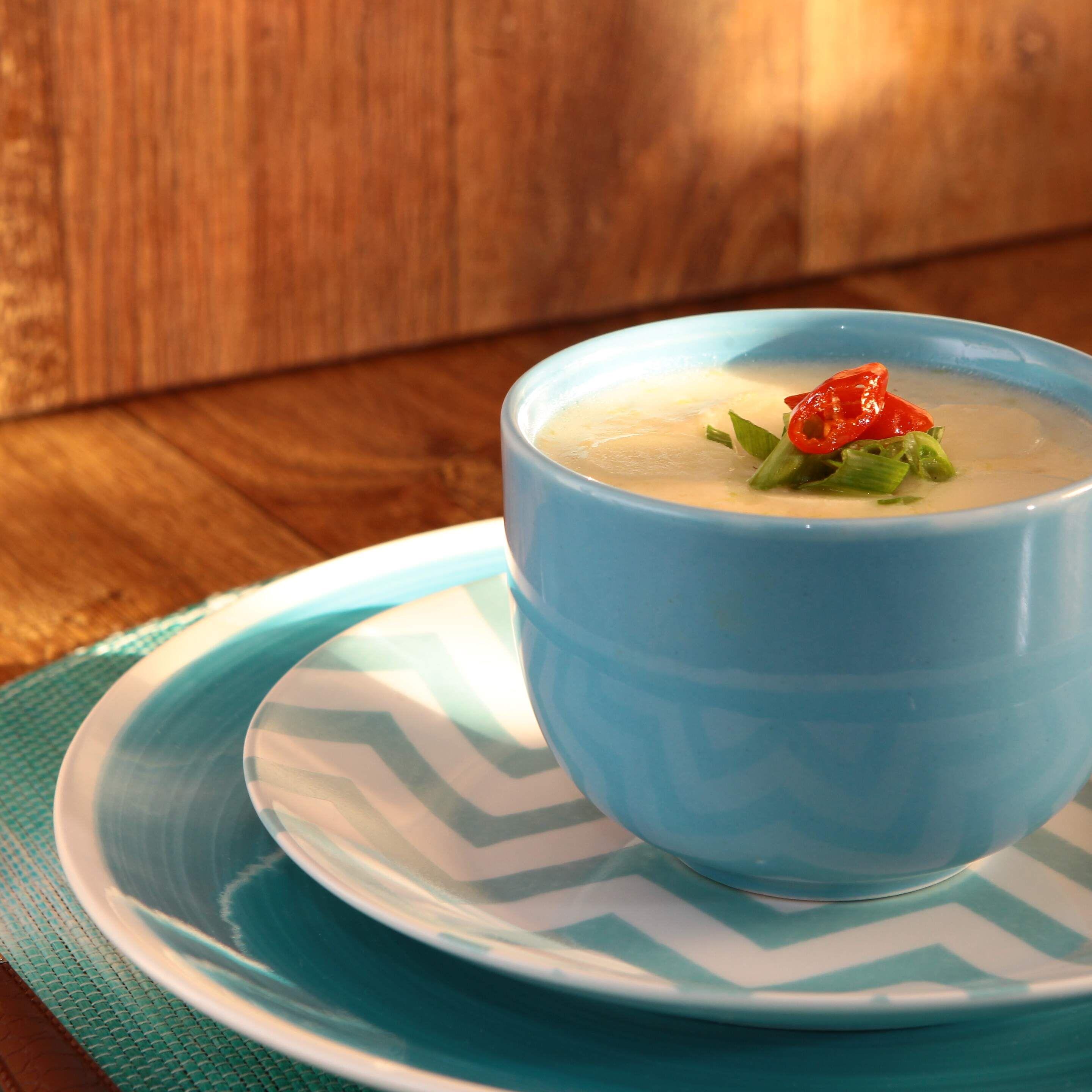 Sopa-creme de palmito e alho-poró, pronta rapidinho