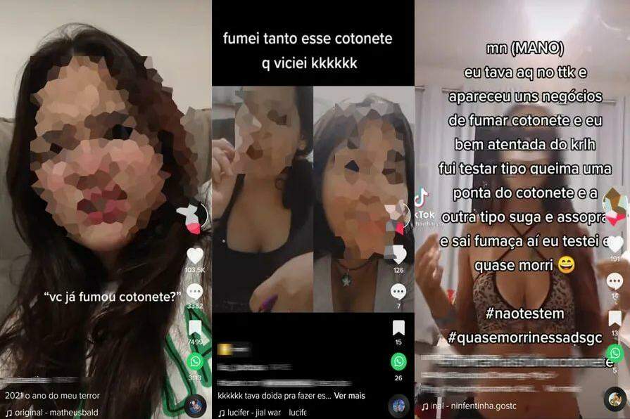 Prática de vídeos mostrando o uso do cotonete como cigarro tem crescido