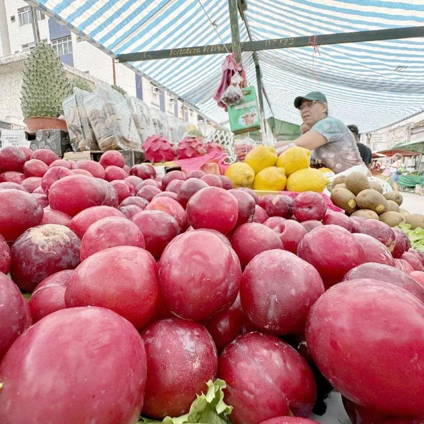 Clientes acrescentam que, por ser dezembro, itens de época ficaram mais caros. Feirante contesta, dizendo que tudo subiu a partir da pandemia