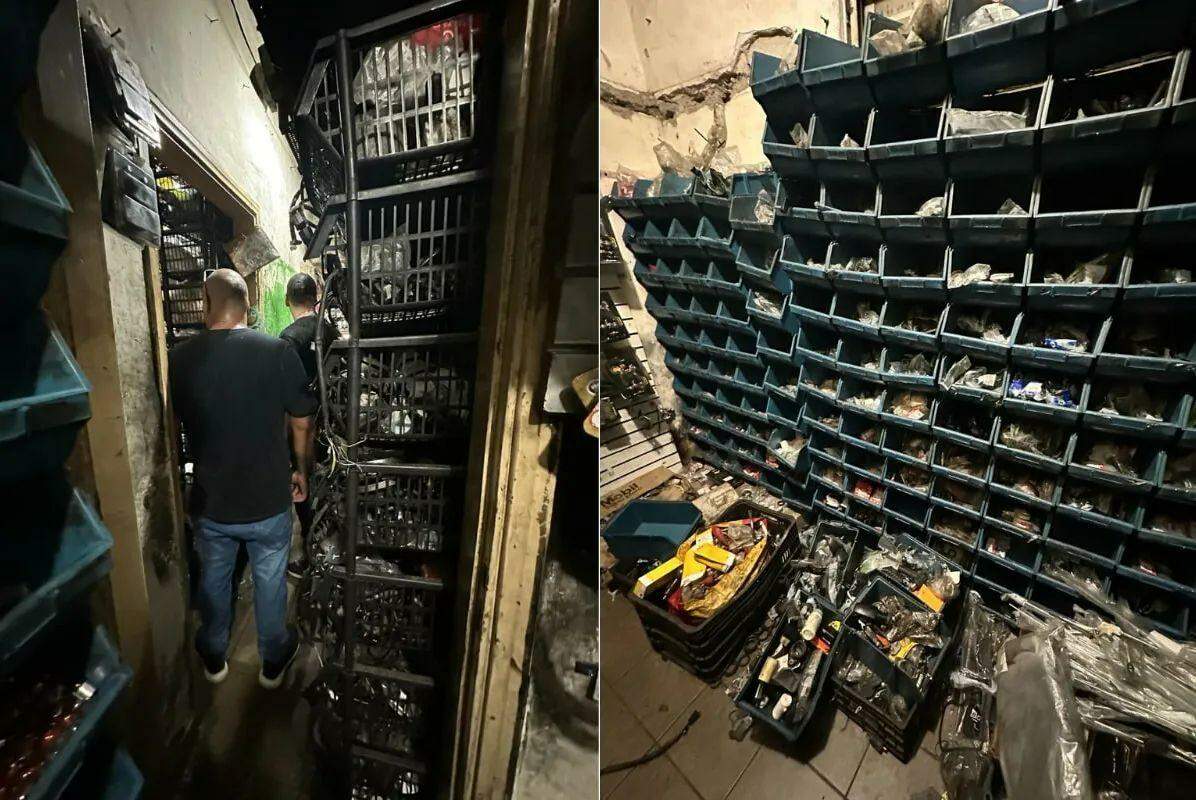 A parte interna da oficina alvo da ação policial