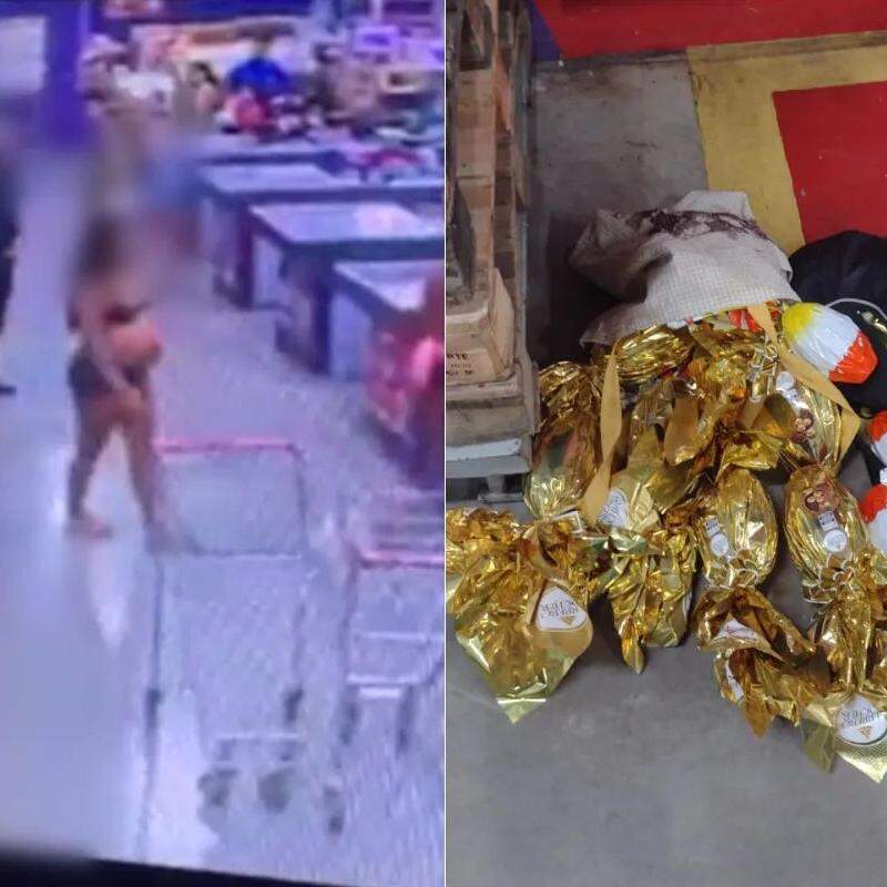 O momento em que uma ação foi impedida pelos seguranças e produtos apreendidos pela equipe em tentativa de furto