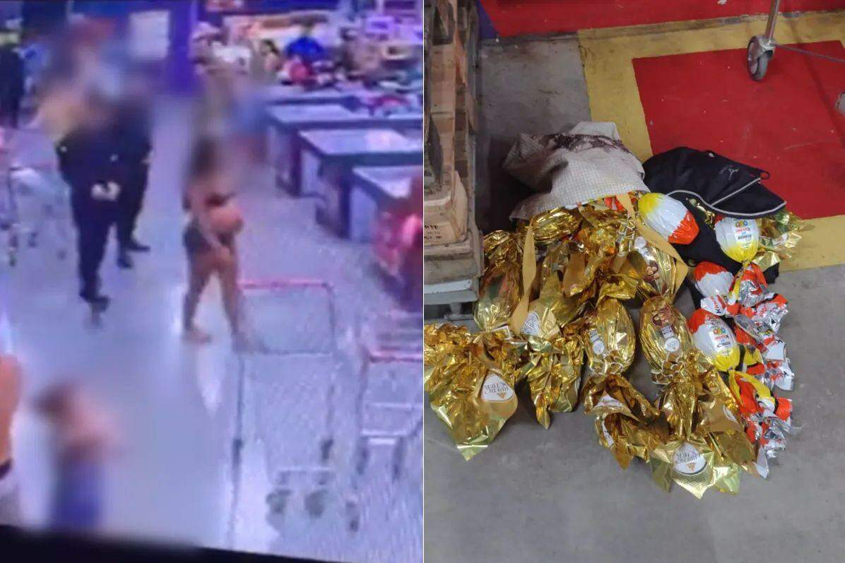 O momento em que uma ação foi impedida pelos seguranças e produtos apreendidos pela equipe em tentativa de furto