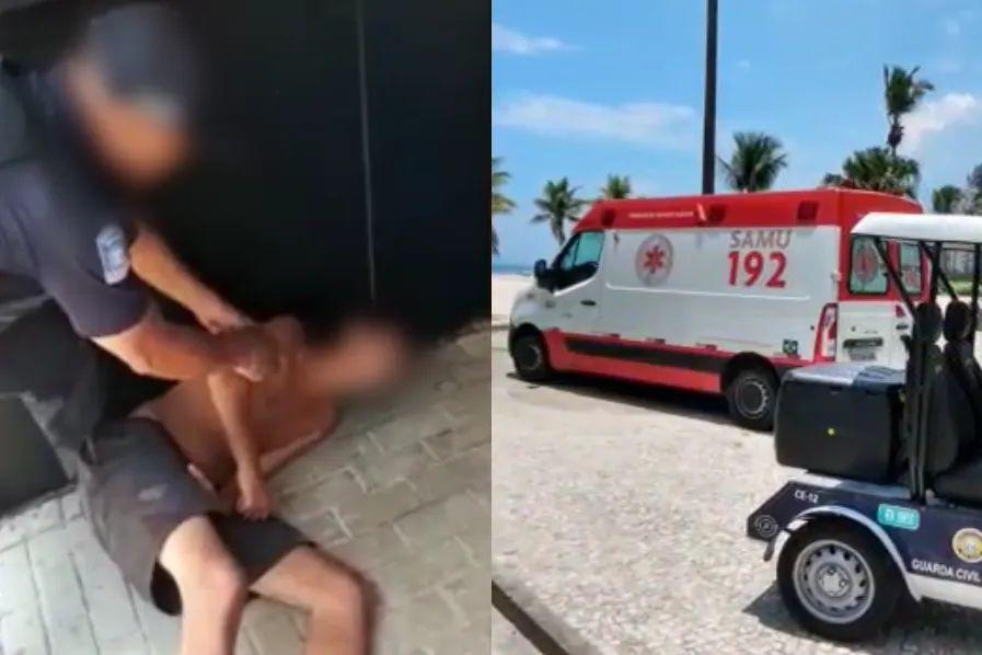 O momento em que o guarda socorre a vítima