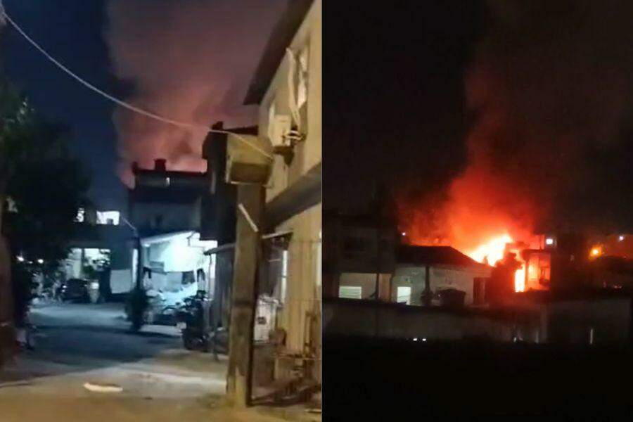 Chamas e fumaça puderam ser vistas de longe pela comunidade