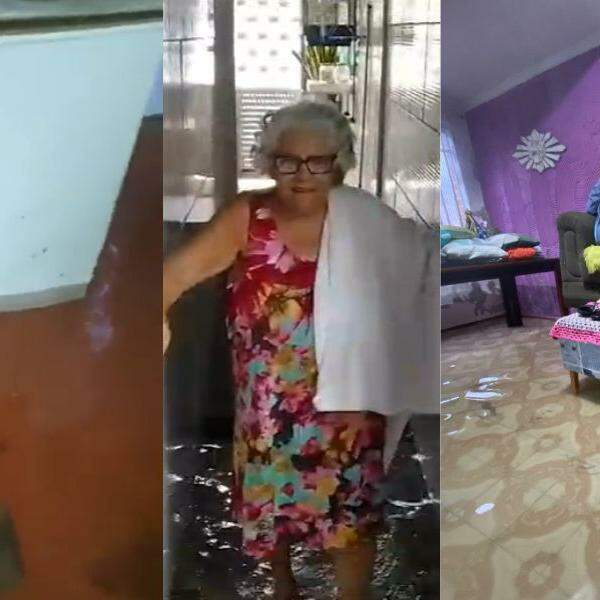 Moradores tiveram as casas alagadas com o temporal da madrugada desta terça-feira (4)