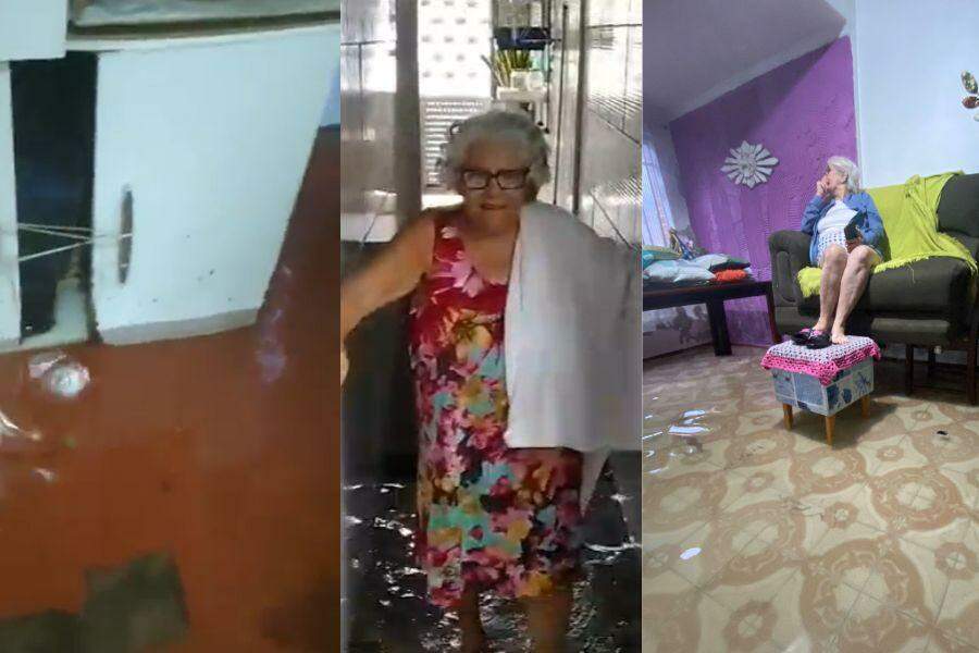 Moradores tiveram as casas alagadas com o temporal da madrugada desta terça-feira (4)