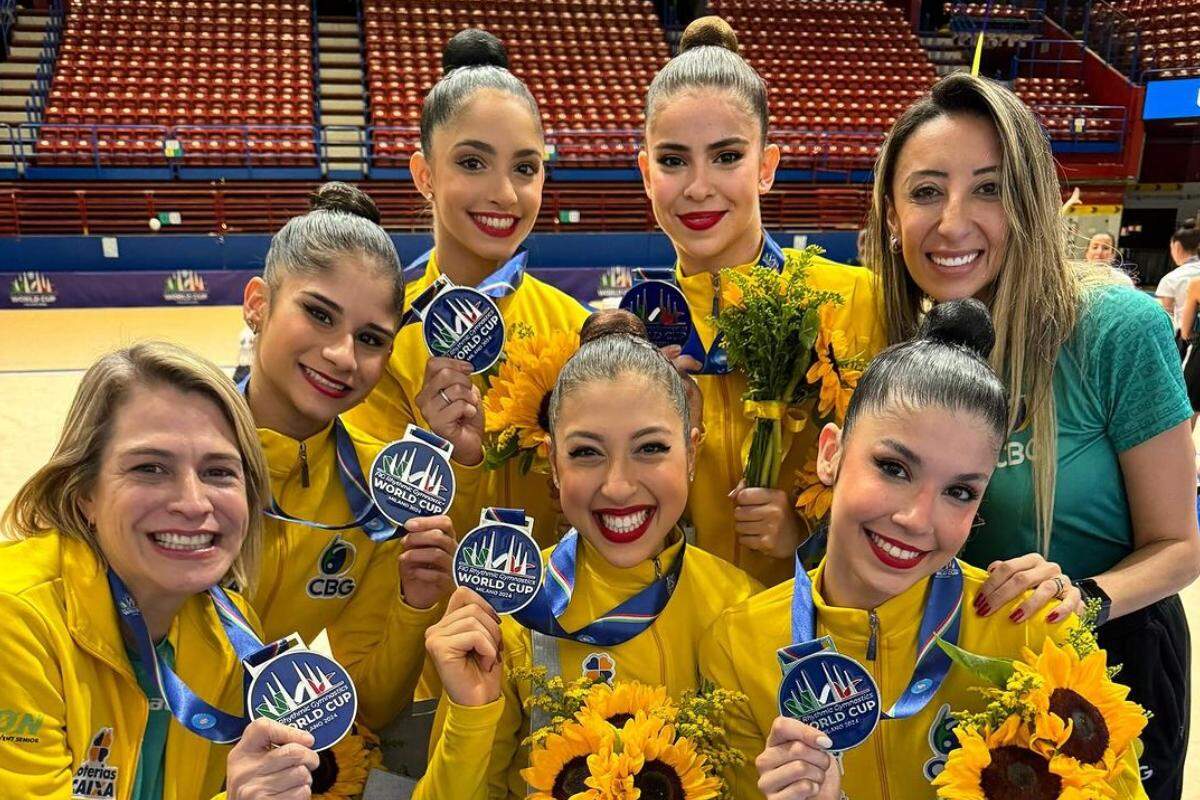 Brasil conquistou a prata na Copa do Mundo de ginástica rítmica (Reprodução/X/Time Brasil)