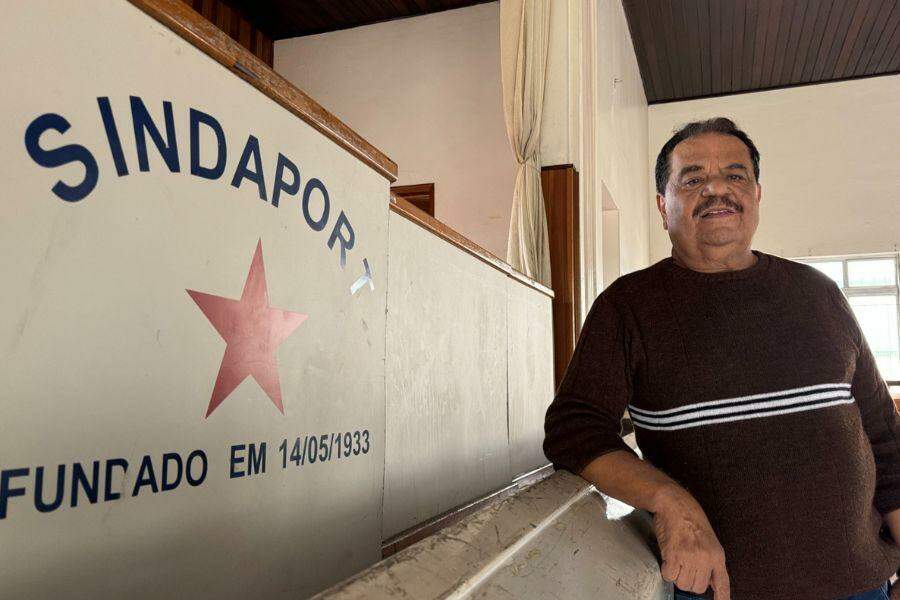 Presidente do Sindicato dos Empregados na Administração Portuária (Sindaport), Everandy Cirino dos Santos, defende a oferta de cursos gratuitos aos trabalhadores portuários avulsos (TPAs) pelo Poder Público e Autoridade Portuária de Santos (APS) (Vanessa Rodrigues)