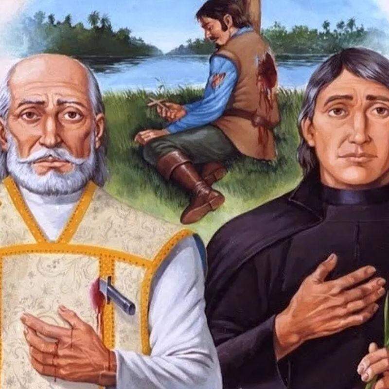 São André de Soveral (à esq) dedicou toda a sua vida a missão de compartilhar a sua fé, chegando a mudar-se para o nordeste brasileiro a fim de catequizar a região durante a colonização portuguesa