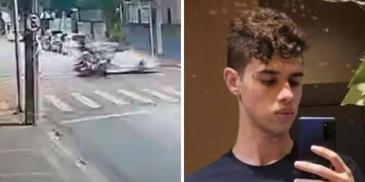 Caetano Ribeiro Aurungo (à direita), de 21 anos, morreu após ser atingido por um carro que avançou o sinal vermelho e o acertou em cheio no Embaré, em Santos
