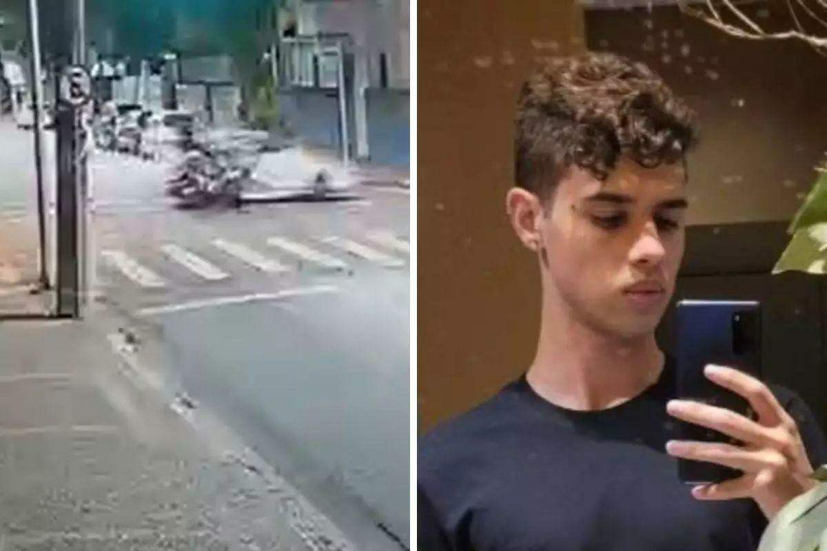 Caetano Ribeiro Aurungo (à direita), de 21 anos, morreu após ser atingido por um carro que avançou o sinal vermelho e o acertou em cheio no Embaré, em Santos