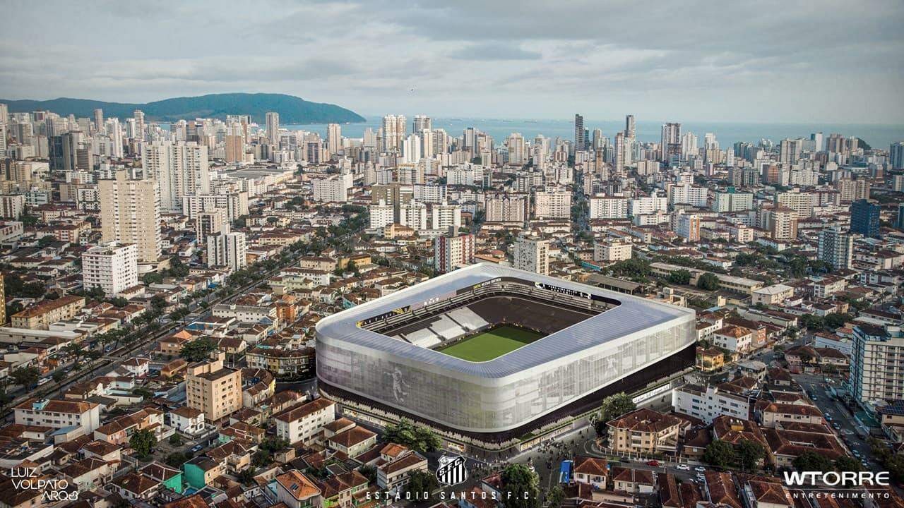 O projeto da Nova Vila Belmiro prevê uma arena moderna, com capacidade para 30 mil torcedores (Divulgação)
