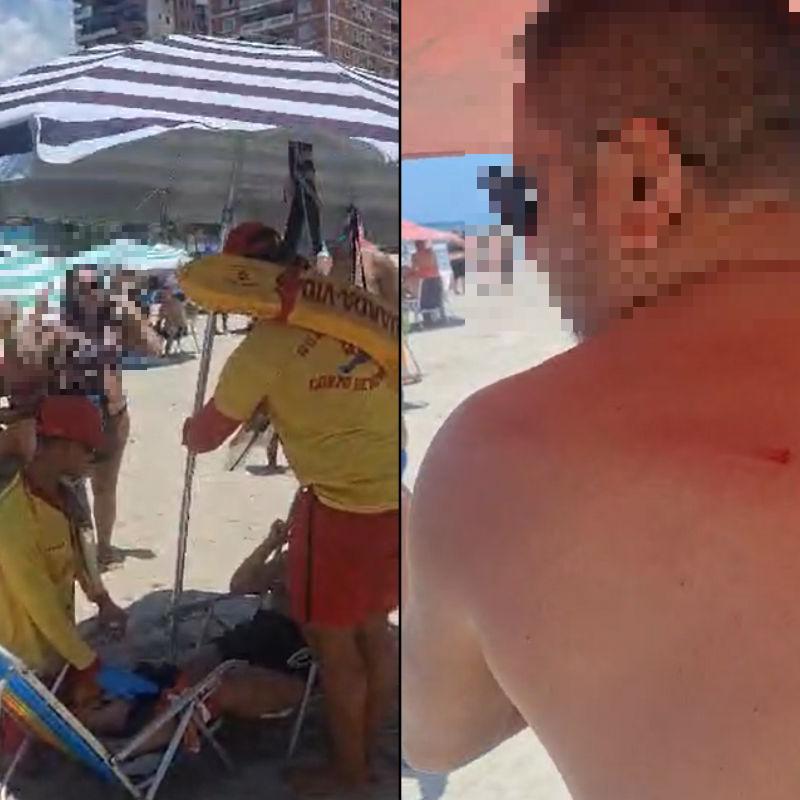 Além da mulher, um banhista disse também ter sido atingido nas costas por um guarda-sol. O homem, contudo, não precisou ser atendido