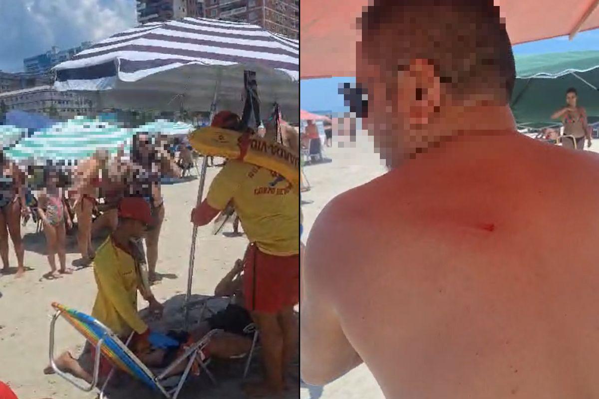Além da mulher, um banhista disse também ter sido atingido nas costas por um guarda-sol. O homem, contudo, não precisou ser atendido