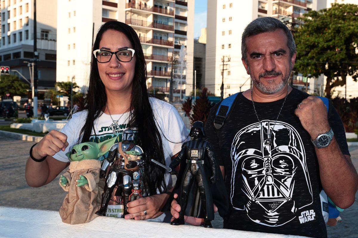 Samantha e Régis têm em comum a paixão pelo universo geek e participam de eventos do universo Star Wars
