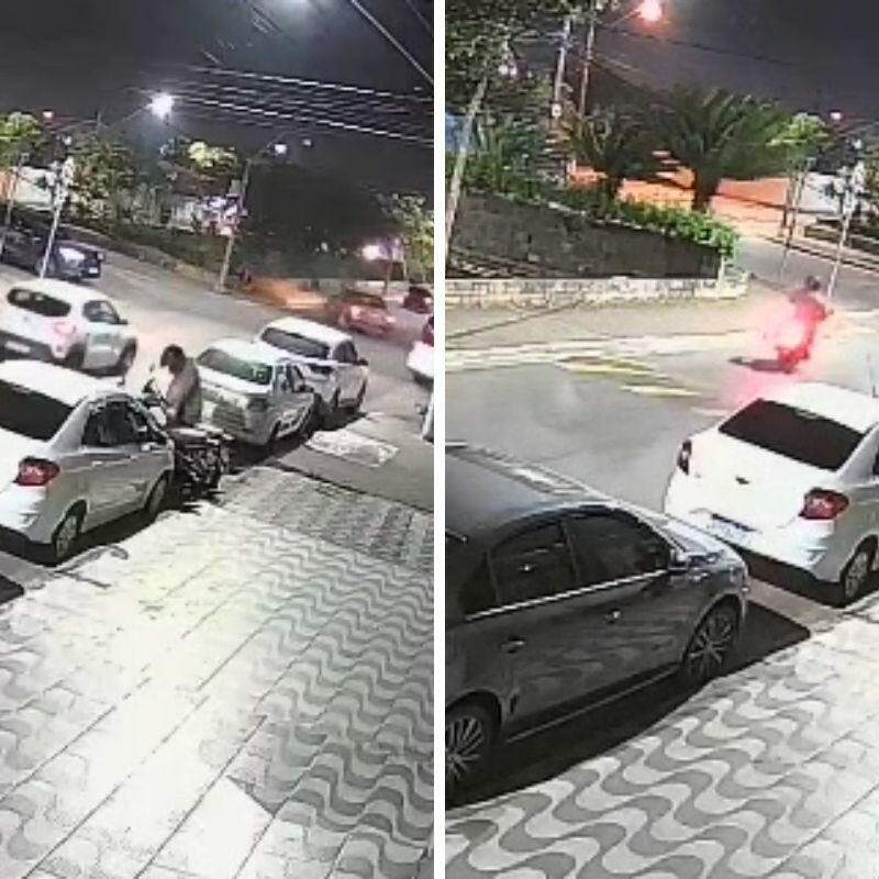 Homem foi flagrado dando partida na moto e furtando ela no Bairro Jardim Samambaia