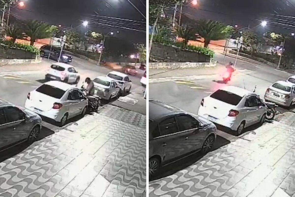 Homem foi flagrado dando partida na moto e furtando ela no Bairro Jardim Samambaia
