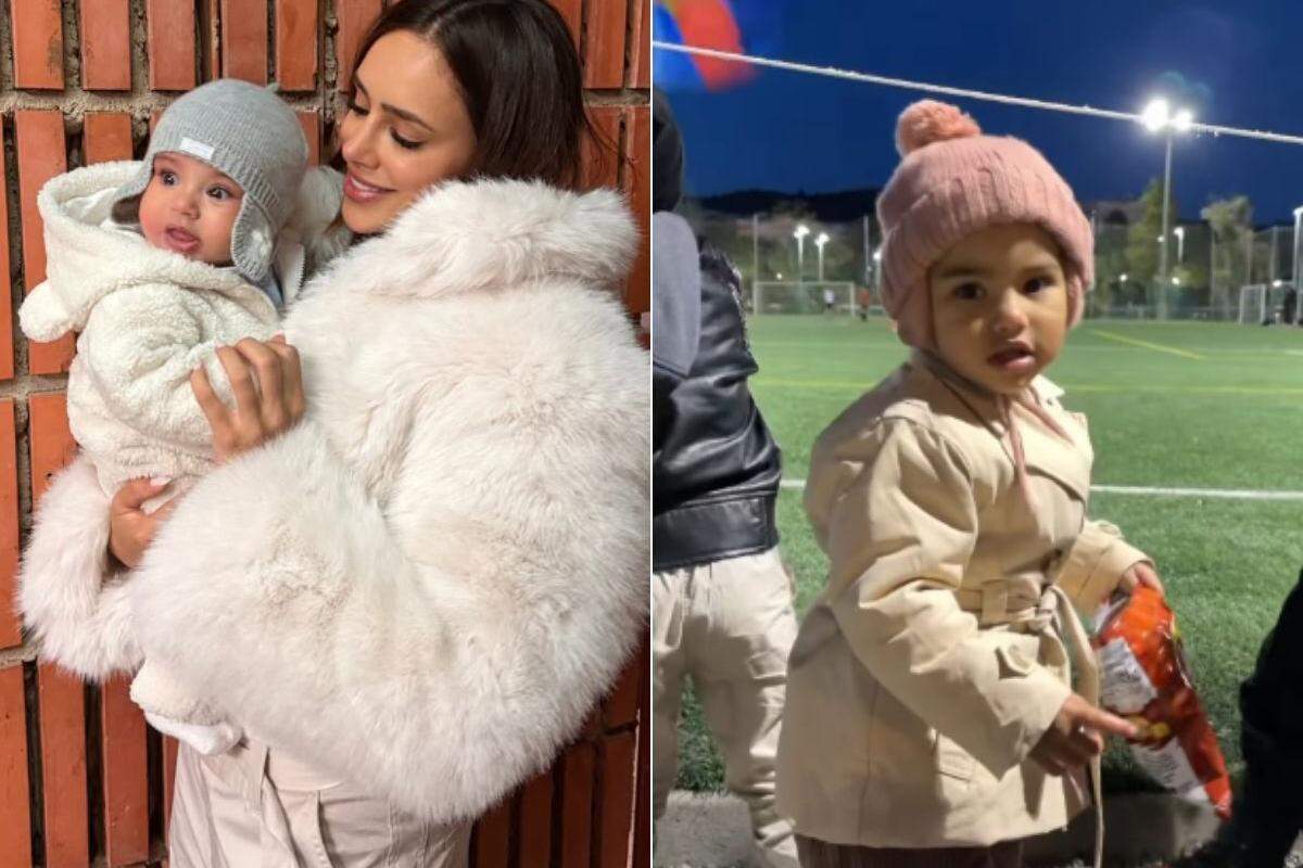 Filha de Neymar, Mel esbanja fofura em viagem com Mavie e Bruna Biancardi  para Barcelona; veja
