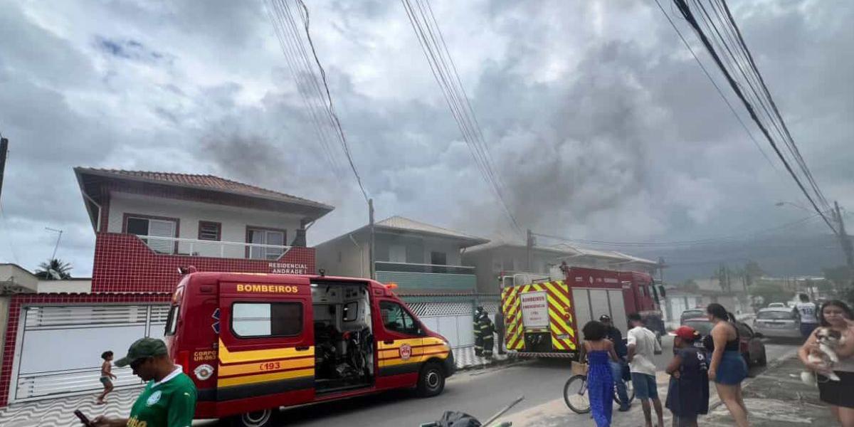Incêndio atinge cômodo em apartamento em Praia Grande; VÍDEO