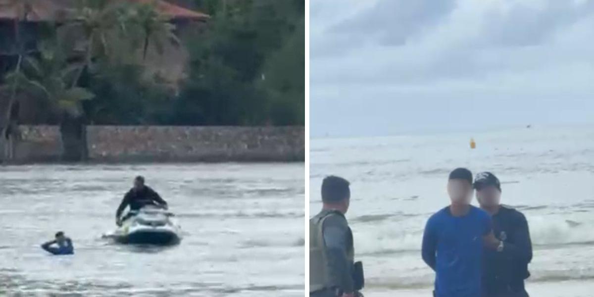 Adolescente tentou fugir para o mar, mas foi detido por militares da Capitania dos Portos de São Paulo (Cpsp) que realizavam ação no local