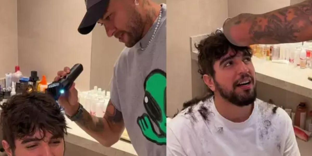 O artista não escondeu o nervosismo e brincou que não estava “sentindo segurança no cabeleireiro”