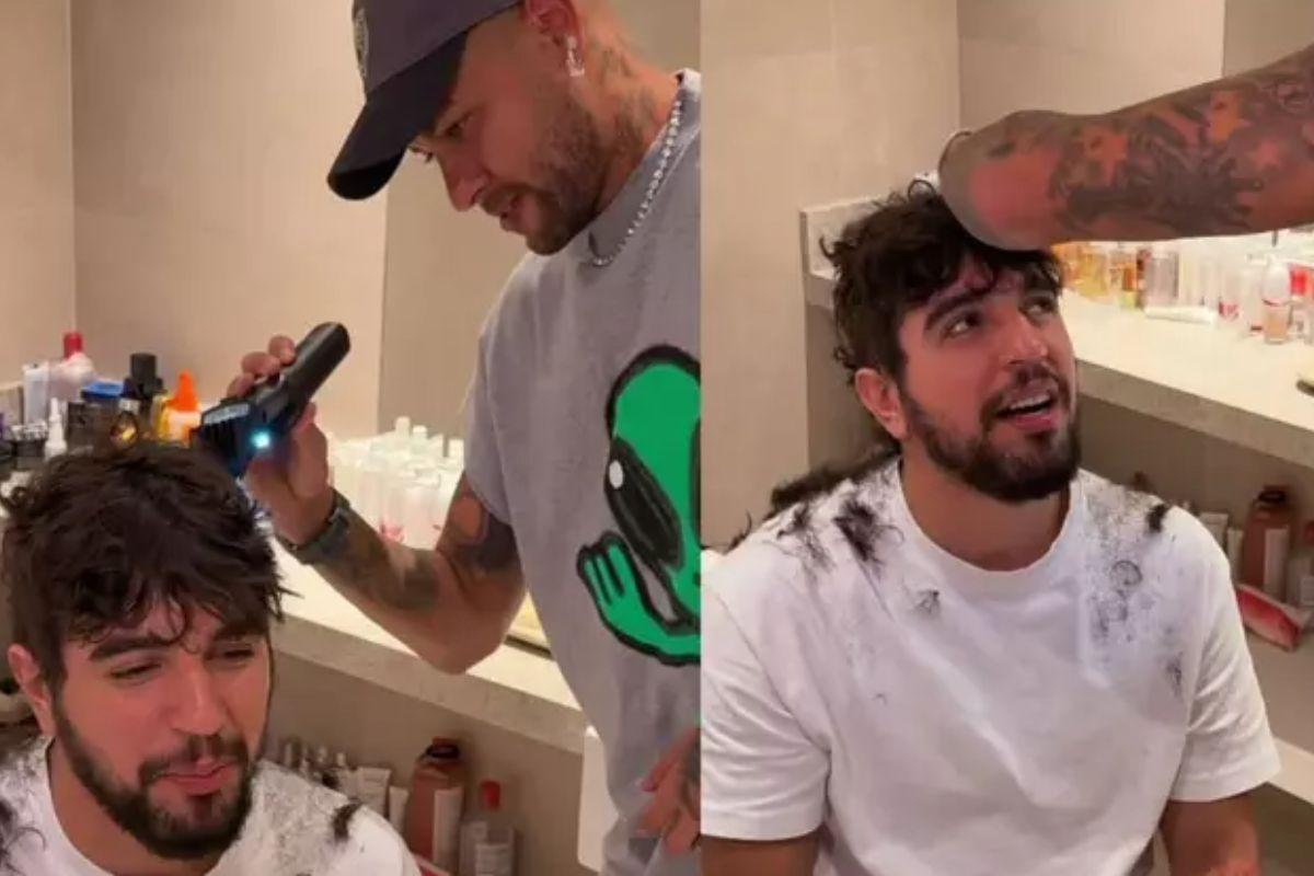 O artista não escondeu o nervosismo e brincou que não estava “sentindo segurança no cabeleireiro”