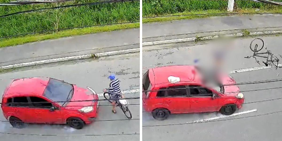 Câmera de monitoramento flagrou o momento do acidente