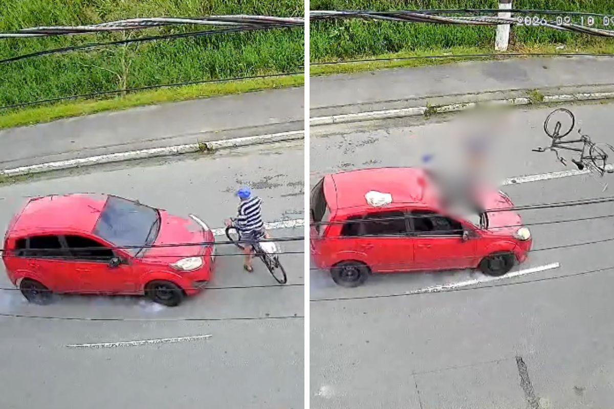 Câmera de monitoramento flagrou o momento do acidente