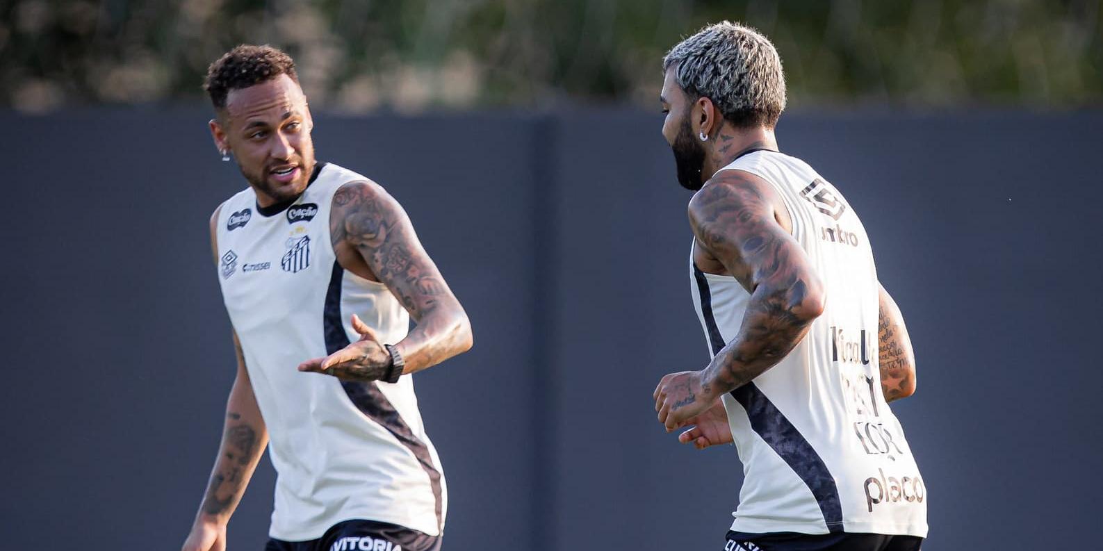 Neymar e Gabigol devem atuar juntos durante o jogo contra o Velo Clube, na Vila