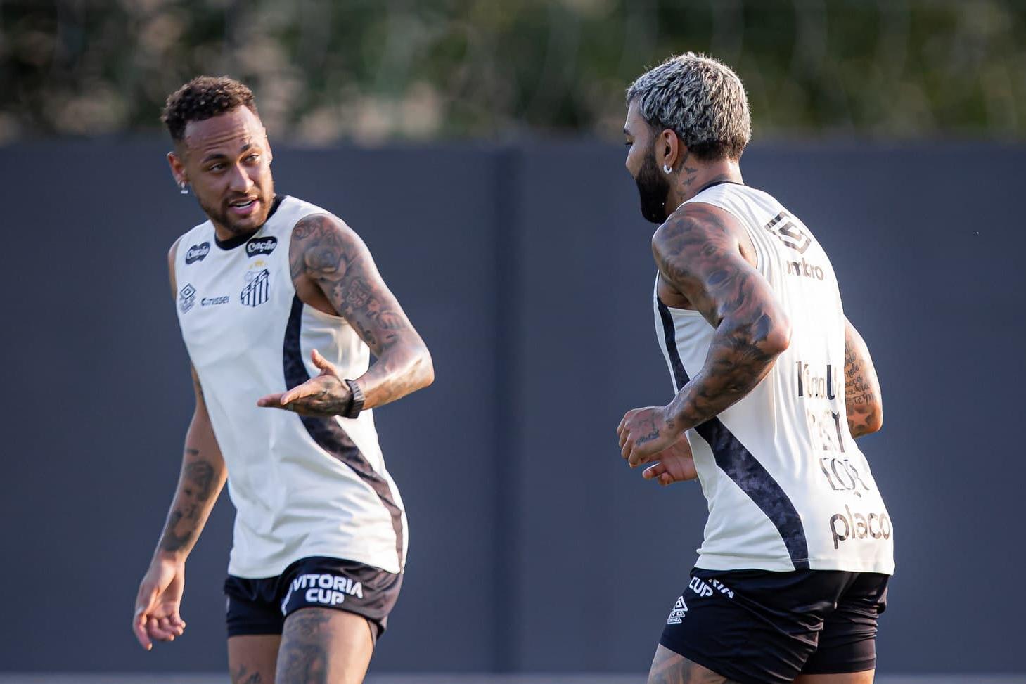 Neymar e Gabigol devem atuar juntos durante o jogo contra o Velo Clube, na Vila