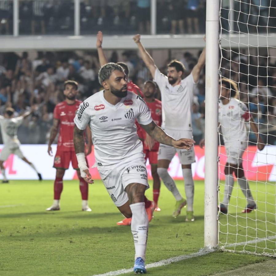 Gabigol comemora um dos dois gols marcados na goleada por 6 a 0 contra o Velo Clube