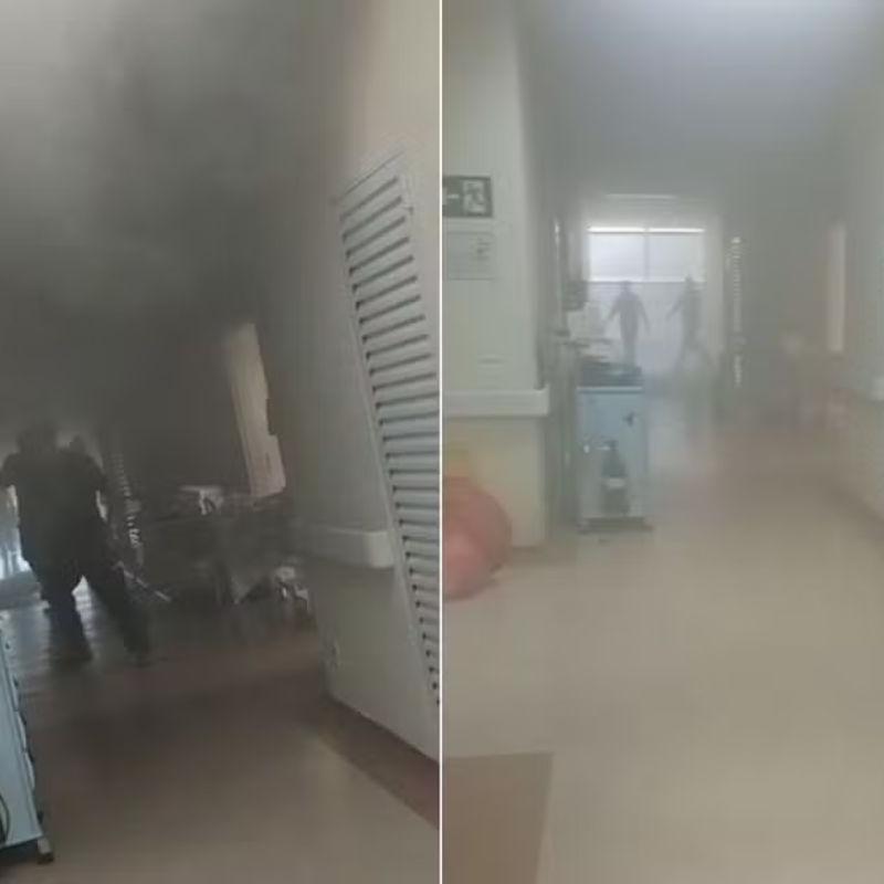 Ar-condicionado em quarto vazio do hospital pegou fogo