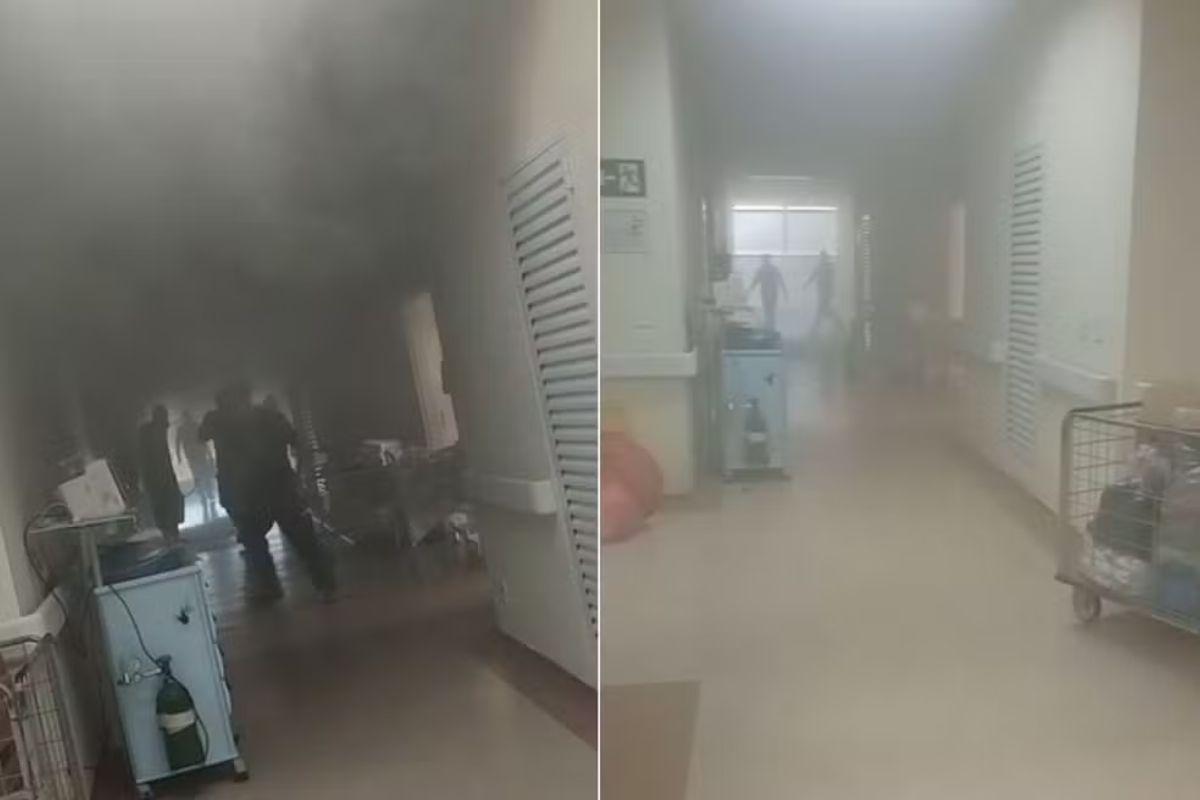 Ar-condicionado em quarto vazio do hospital pegou fogo
