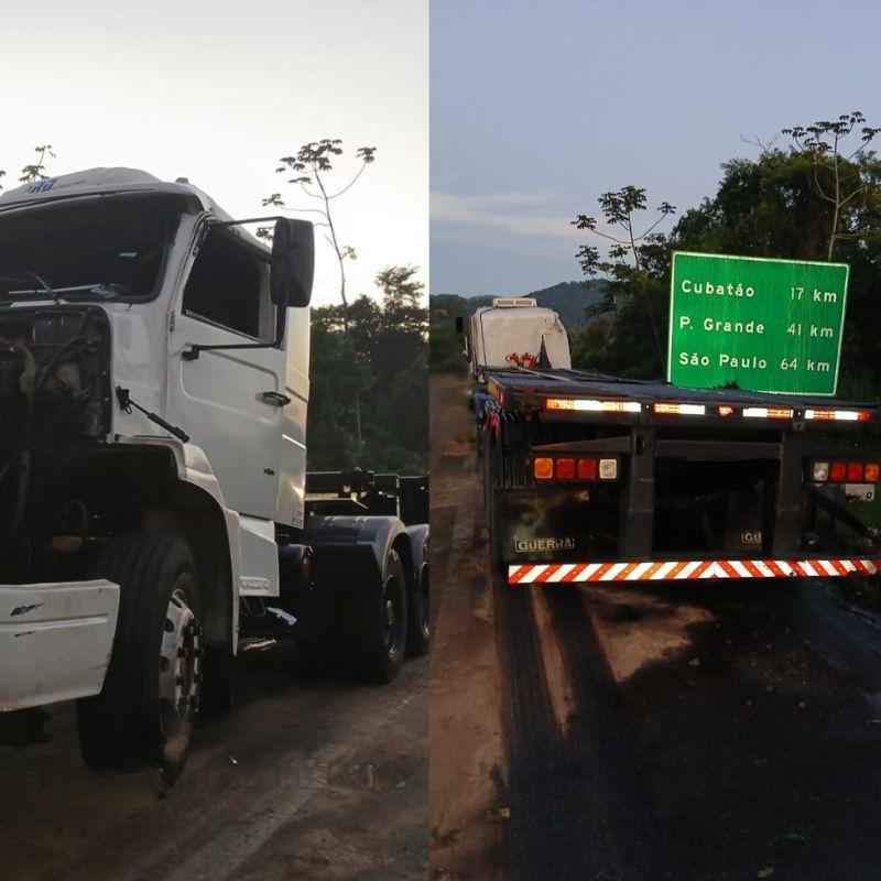 Choque e tombamento de carreta congestiona trecho da Rodovia Cônego Domênico Rangoni em Santos