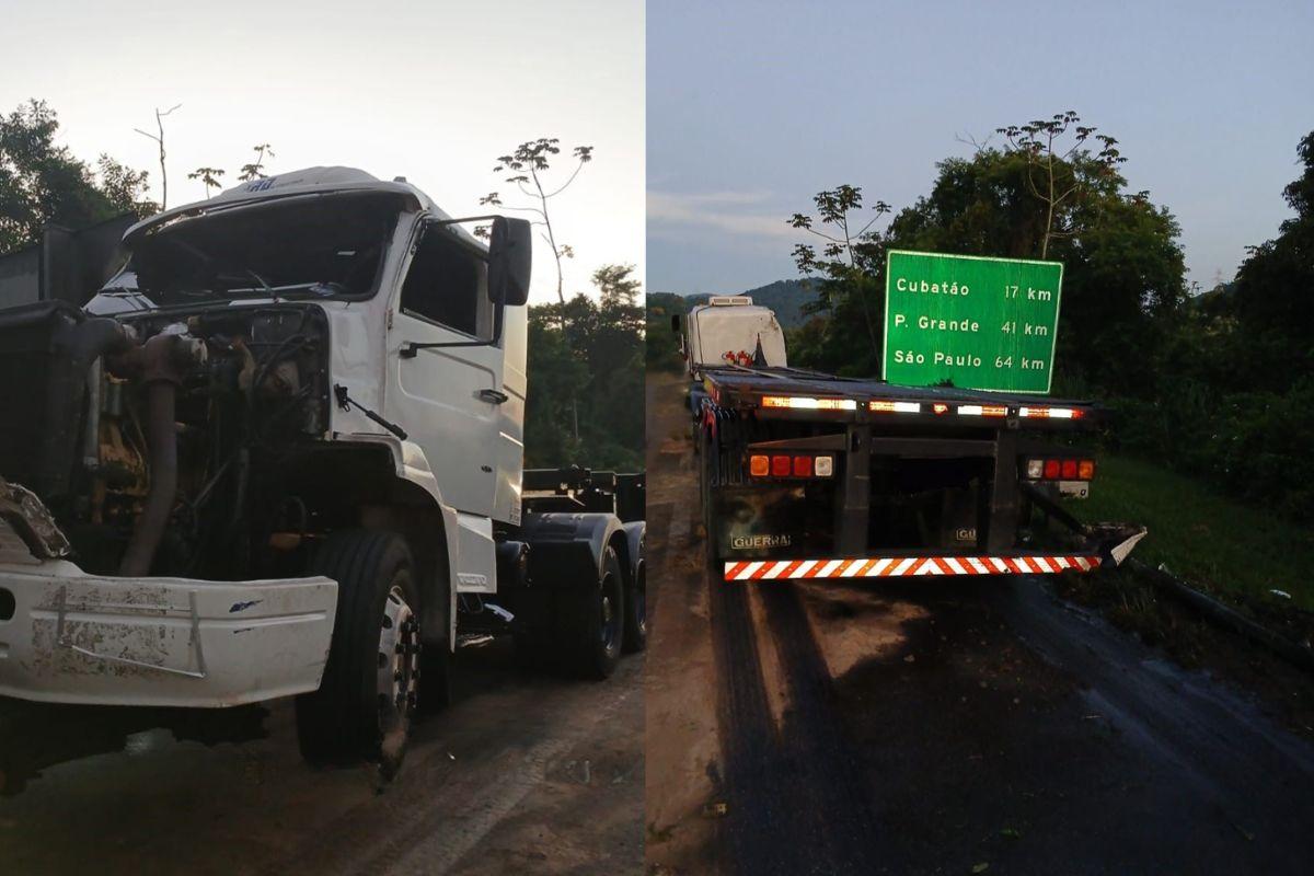 Choque e tombamento de carreta congestiona trecho da Rodovia Cônego Domênico Rangoni em Santos