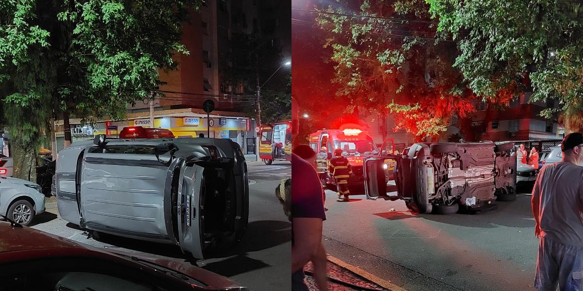 Jeep Compass capotou na Ponta da Praia após atingir um veículo que estava estacionado
