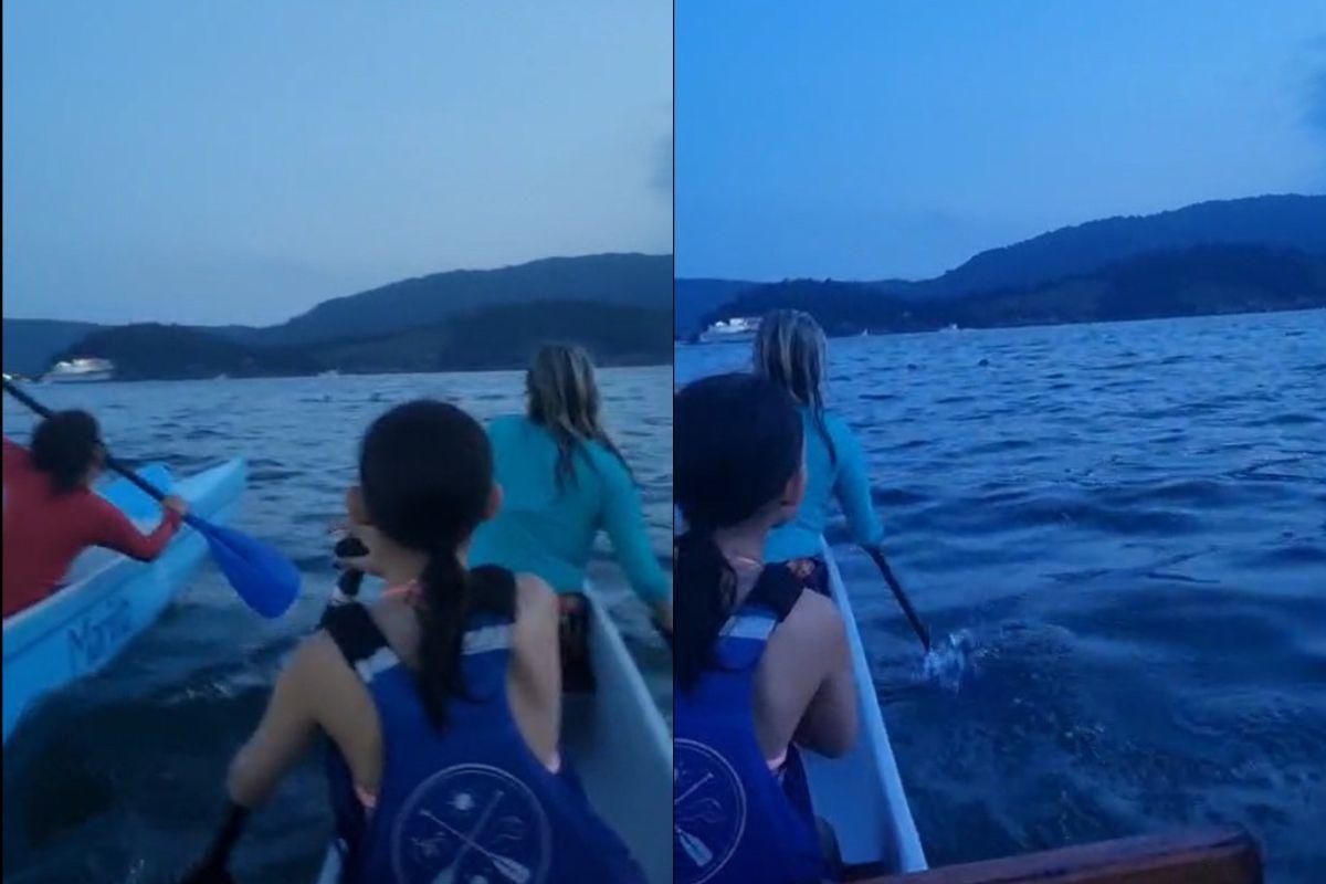 Grupo de remo resgata dois jovens à deriva durante passeio no mar em Santos: VÍDEO