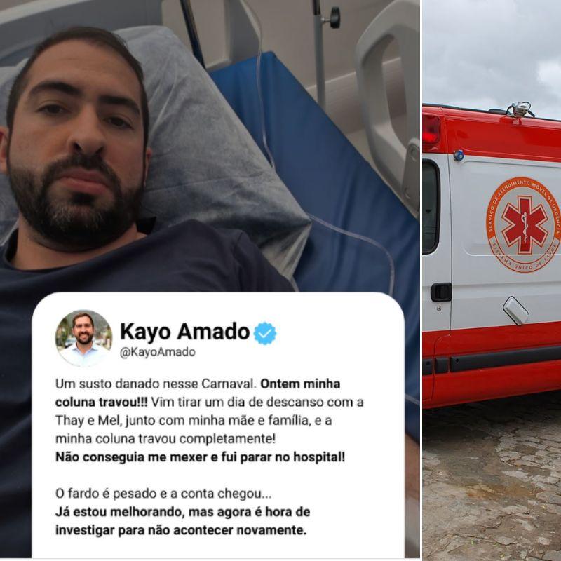 Kayo Amado precisou acionar o SAMU, ao travar a coluna na última quarta-feira  (19)