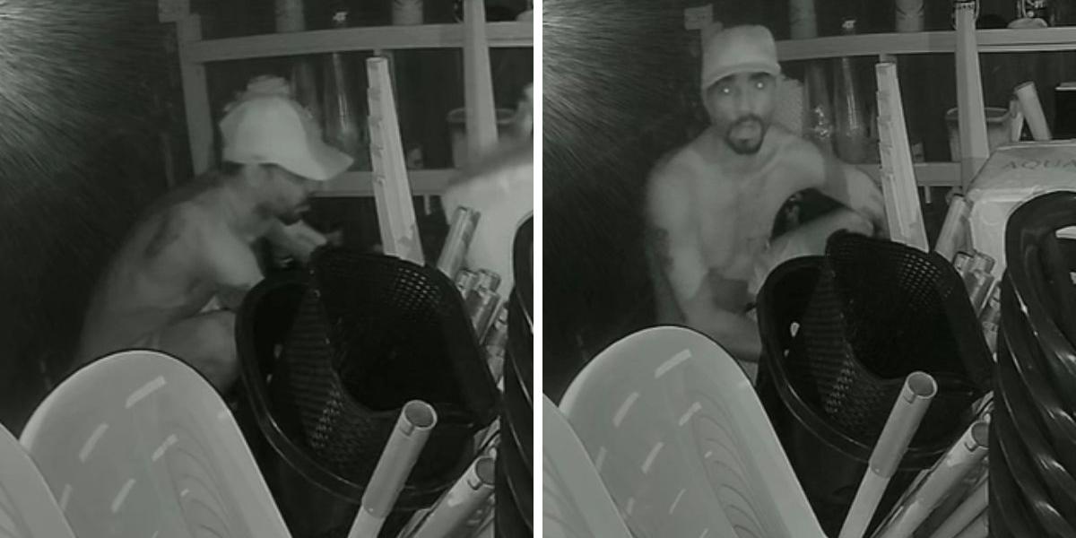 Homem foi flagrado mexendo em vários objetos do quiosque após invadi-lo