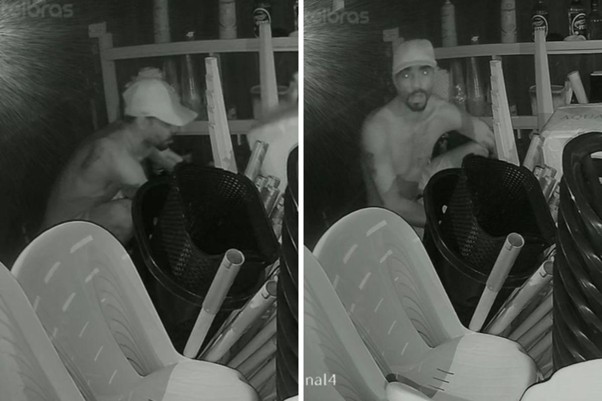 Homem foi flagrado mexendo em vários objetos do quiosque após invadi-lo