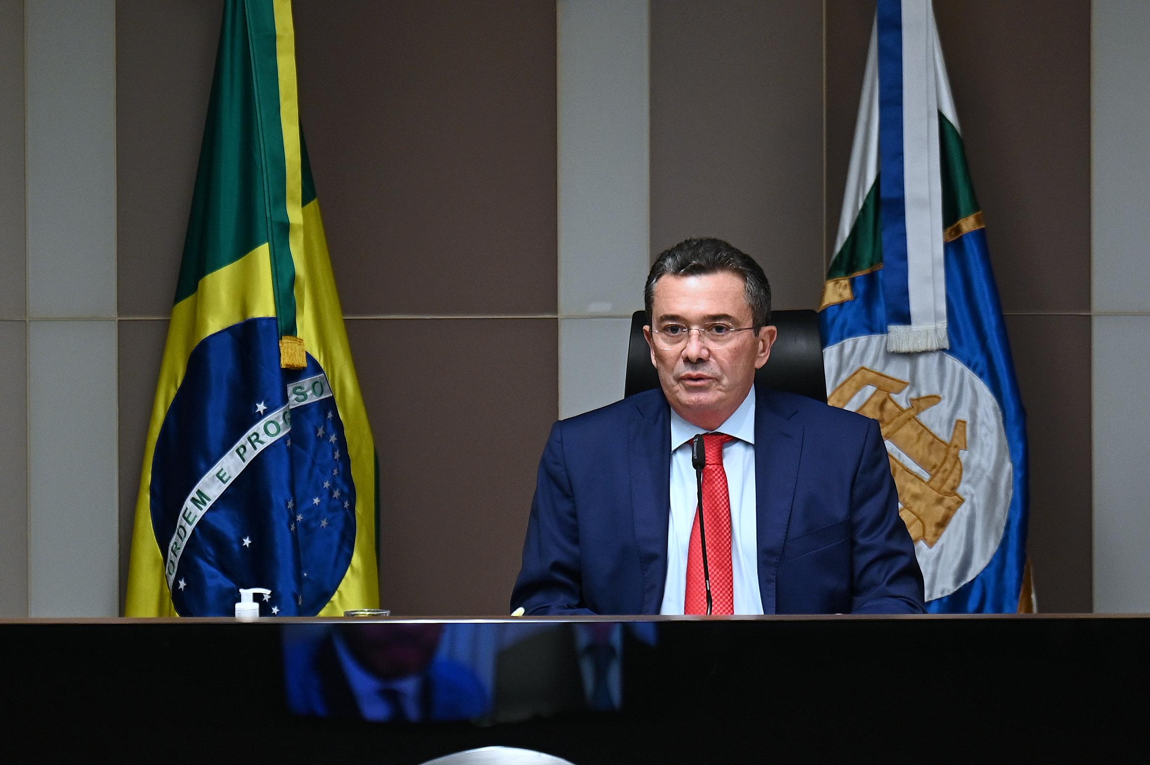 The President of the Court of Accounts, Vital do Rêgo Filho, during one of the plenary sessions held at the Court