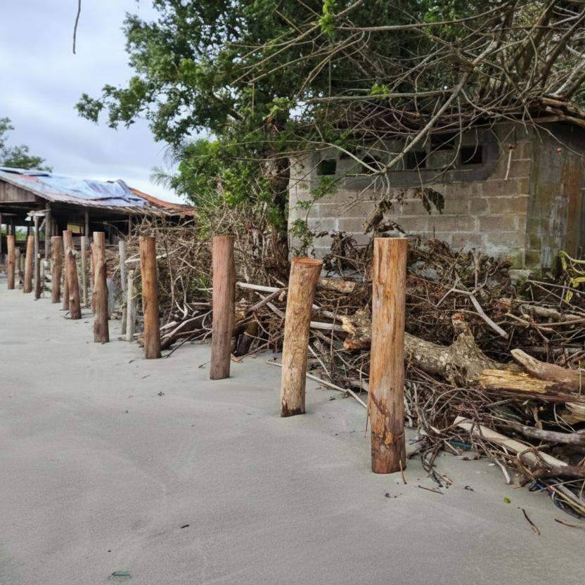 Apesar de contenções terem sido feitas, comunidades da Ilha do Cardoso temem o risco causado pela erosão costeira às suas moradias