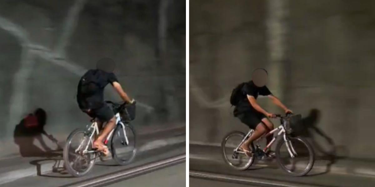 Ciclista foi visto descendo o túnel da Imigrantes na última sexta-feira (20)