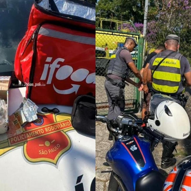 Motociclista é preso com porções de droga em bolsa de delivery na Rodovia Cônego Domênico Rangoni em Santos