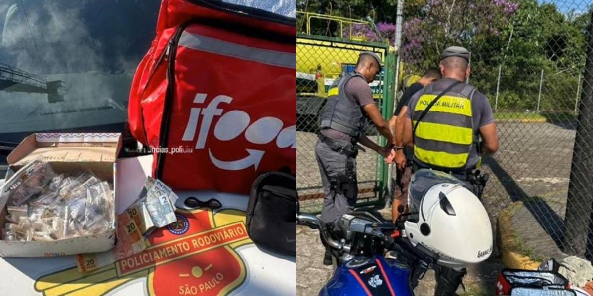 Motociclista é preso com porções de droga em bolsa de delivery na Rodovia Cônego Domênico Rangoni em Santos