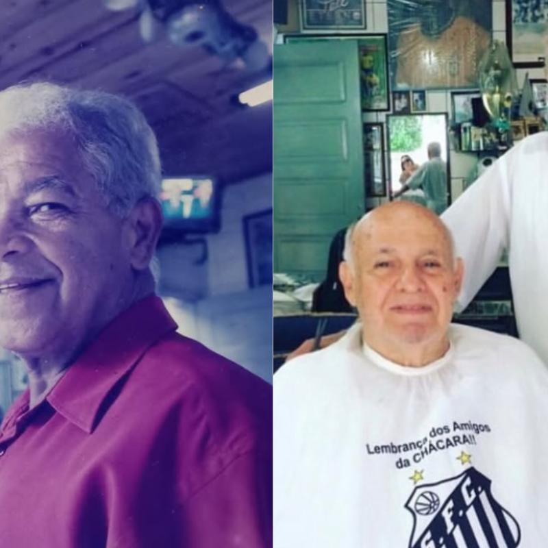 Didi (esq.) foi barbeiro de Pelé, Pepe (dir.) e outros ídolos históricos do Santos