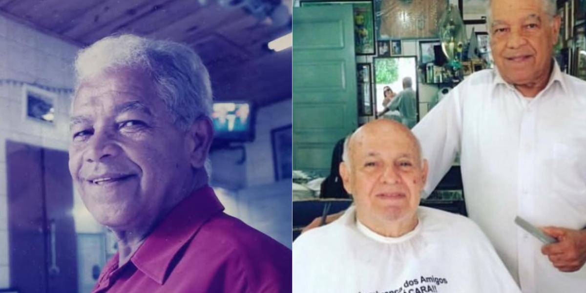 Didi (esq.) foi barbeiro de Pelé, Pepe (dir.) e outros ídolos históricos do Santos